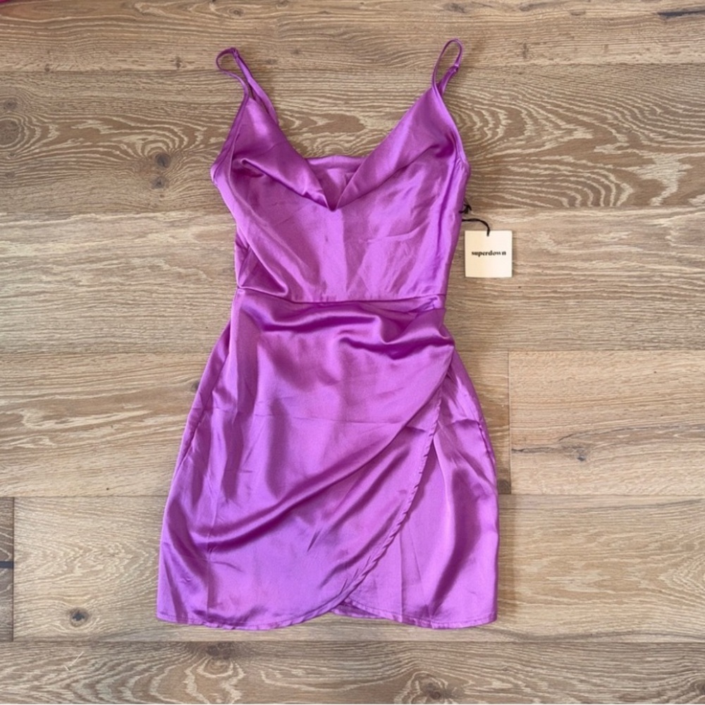 Superdown Arezo Cowl Wrap Dress in Purple